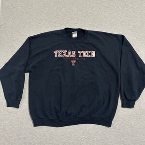Oarsman 913 Texas Tech University Red Raiders Sweatshirt Black Crewneck Mens 2XL